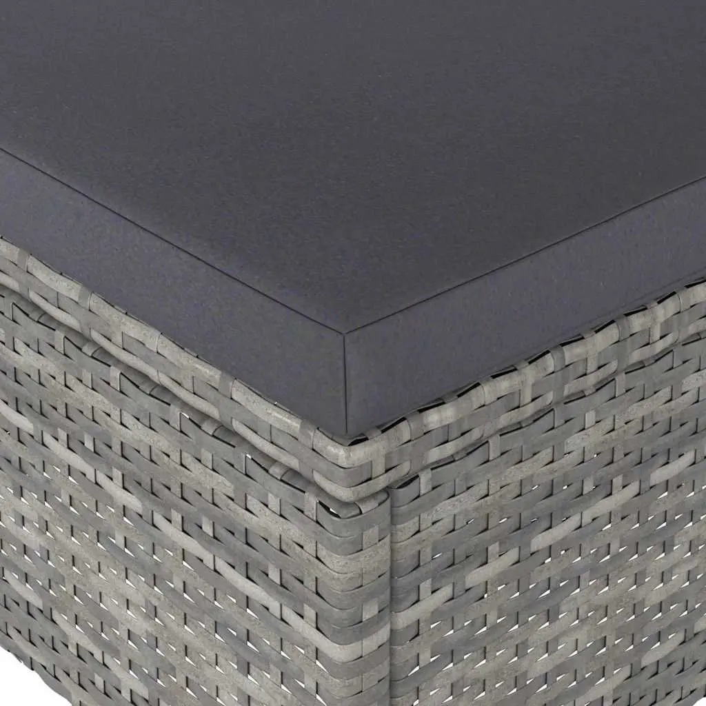4 Piece Garden Chair and Stool Set Grey Rattan Powder-Coated Steel Frame with Thick Cushions