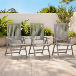 Outdoor Reclining Chairs Set 3 Piece Garden Seating Adjustable Backrest Grey