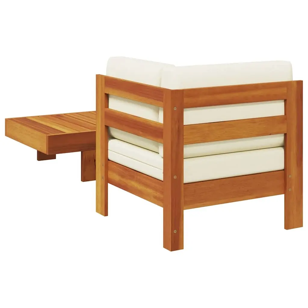 2 Piece Outdoor Garden Lounge Set Sofa Table Cream Cushions Acacia Wood