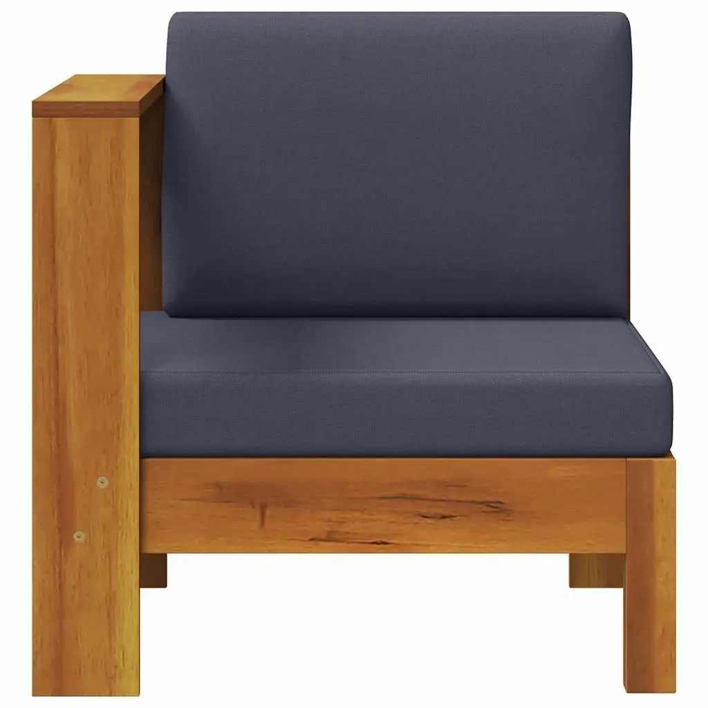 Outdoor Middle Sofa Section Grey Acacia Wood One Armrest