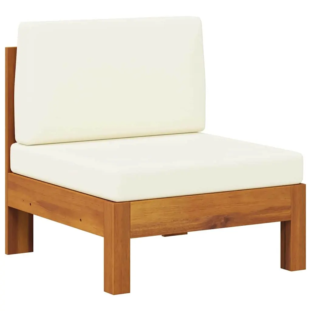 Solid Acacia Wood Middle Sofa Section with Cream Cushions Outdoor Garden Lounge
