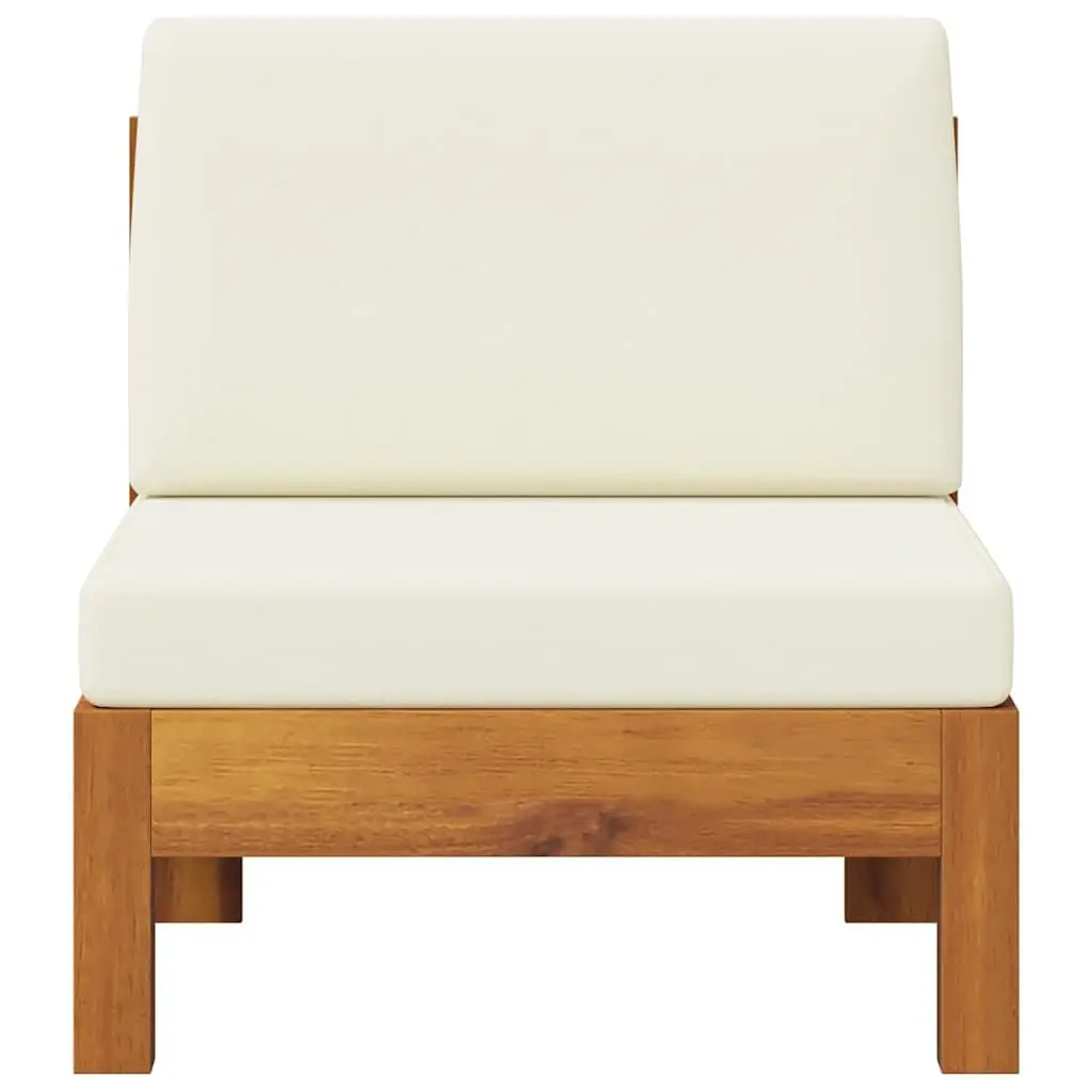 Solid Acacia Wood Middle Sofa Section with Cream Cushions Outdoor Garden Lounge