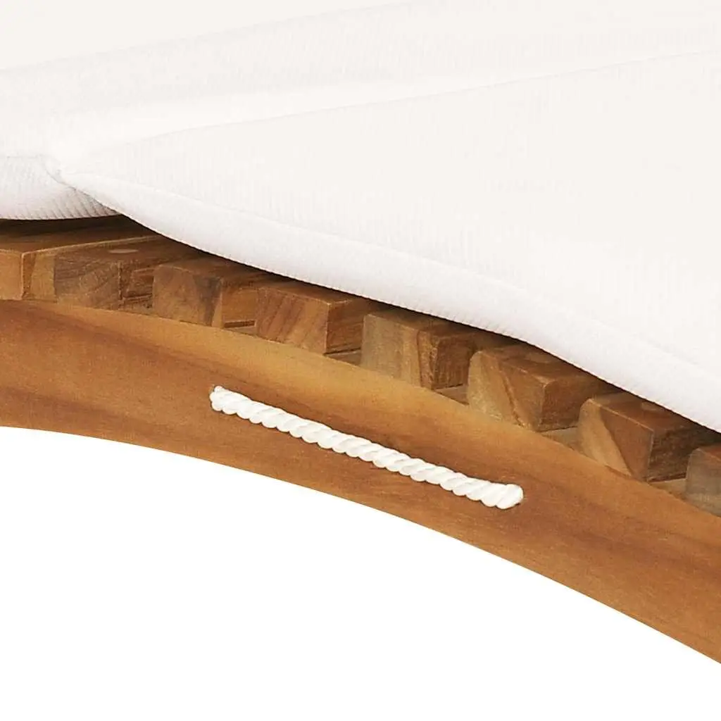 Wooden Sun Lounger Folding Garden Lounger Outdoor Seating with Cream Cushion