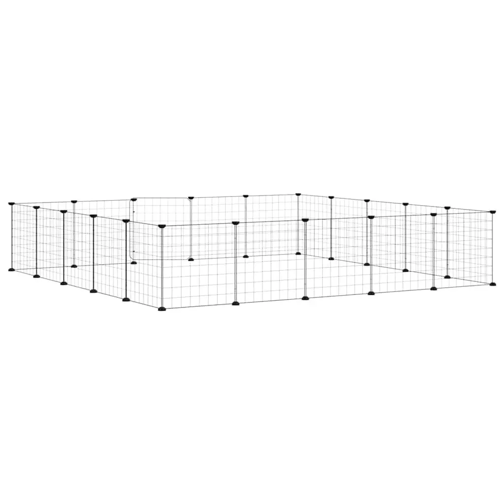 20 Panel Pet Cage 35x35 cm Black Powder-coated Steel Enclosure with Door