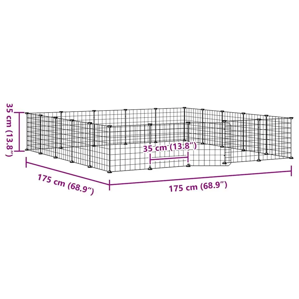 20 Panel Pet Cage 35x35 cm Black Powder-coated Steel Enclosure with Door