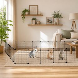 Modular Black Pet Habitat with 36 Panels - 35x35 cm