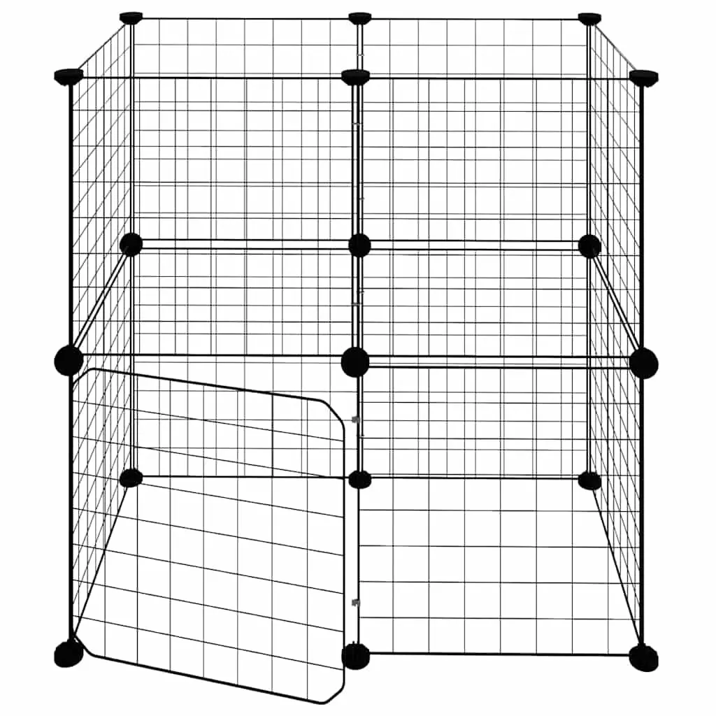 12 Panel Pet Cage Black 35x35 cm Sturdy Powder-Coated Steel Construction with Door