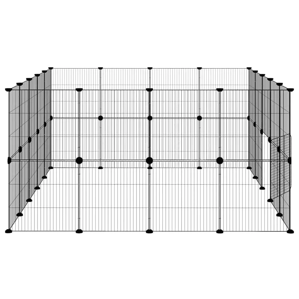 36 Panel Pet Cage 175x140x70 cm Black Steel DIY Animal Enclosure