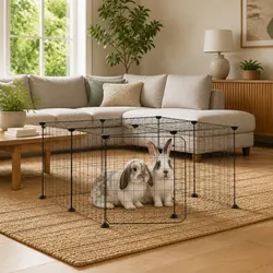 Stylish Black 12-Panel Pet Enclosure for Small Animals