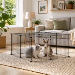 Compact 12-Panel Black Pet Cage with Door for Small Animals 35x35 cm