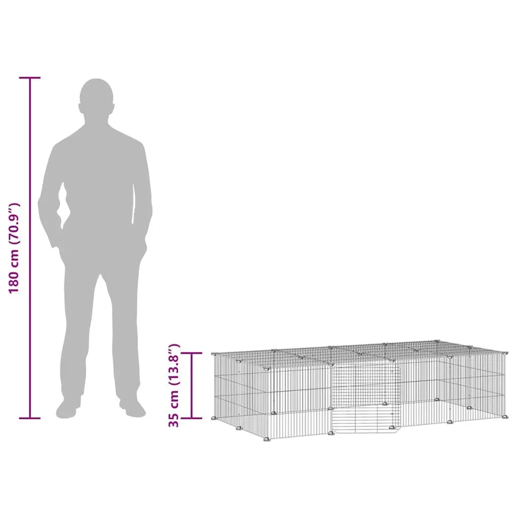 20 Panel Pet Cage 35x35 cm Black Powder-Coated Steel Exercise Playpen
