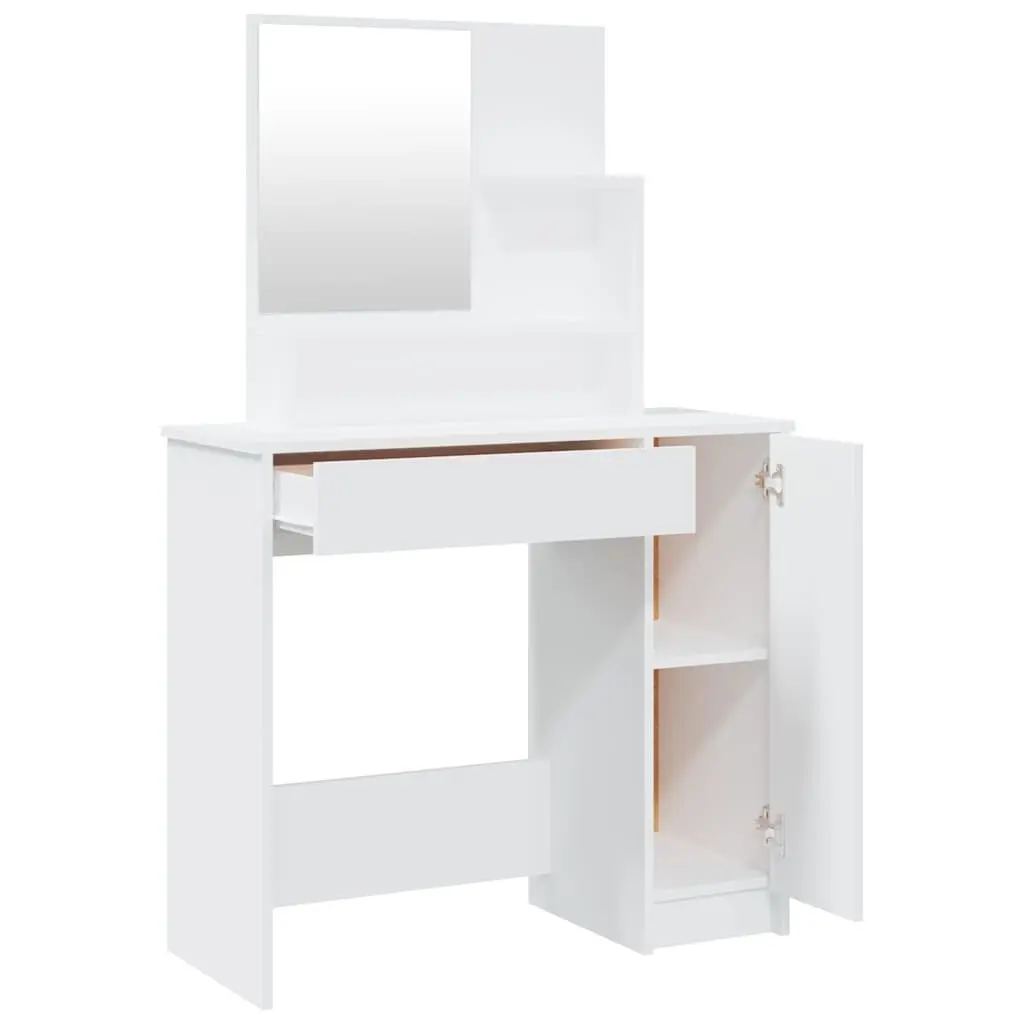 Dressing Table Set White Vanity with Mirror and Stool Storage for Makeup and Cosmetics