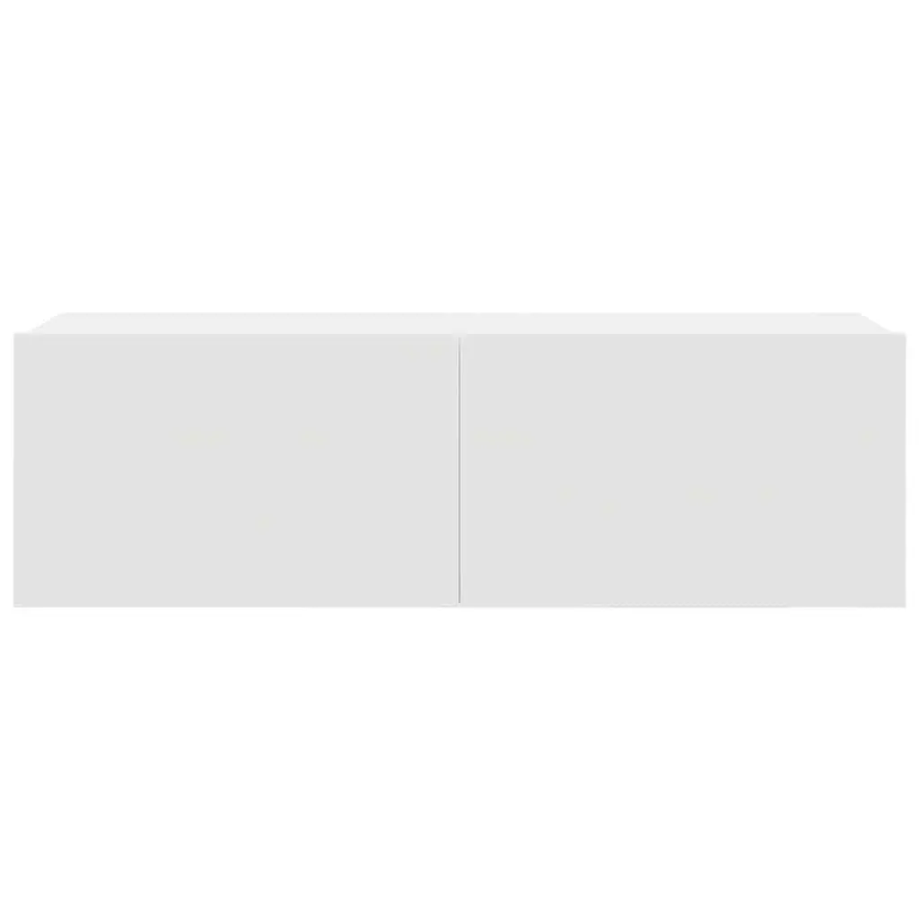 White Wall-Mounted 7 Piece Engineered Wood TV Cabinet Set Storage Unit