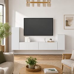 Stylish 4 Piece White Storage Unit for Your TV