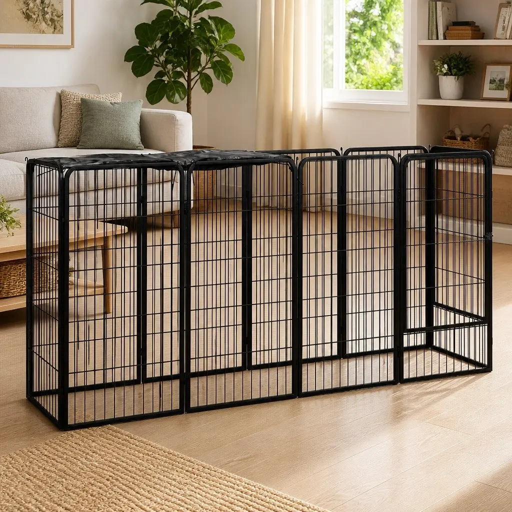 10 Panel Dog Playpen Outdoor Heavy Duty Steel Exercise Pen with Locking Door
