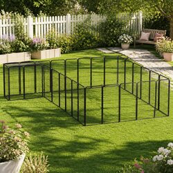 30-Panel Dog Playpen in Black - Perfect for Your Outdoor Space