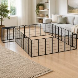 34-Panel Black Outdoor Pet Exercise Pen for Enhanced Space