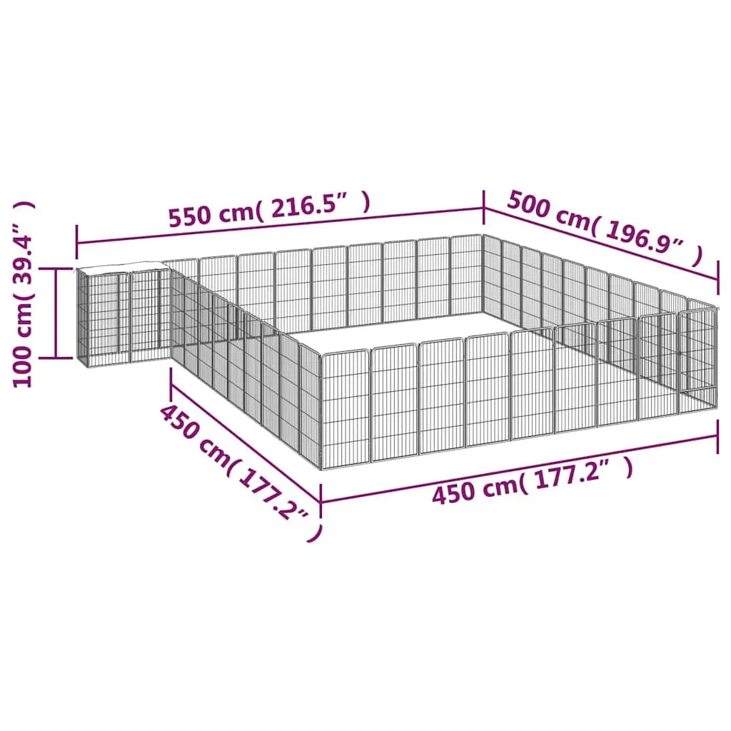 Dog Playpen 42 Panel Black Powder-coated Steel Heavy-duty Exercise Pen Indoor Outdoor