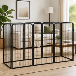 8-Panel Dog Playpen Black for Your Outdoor Space 50x100 cm