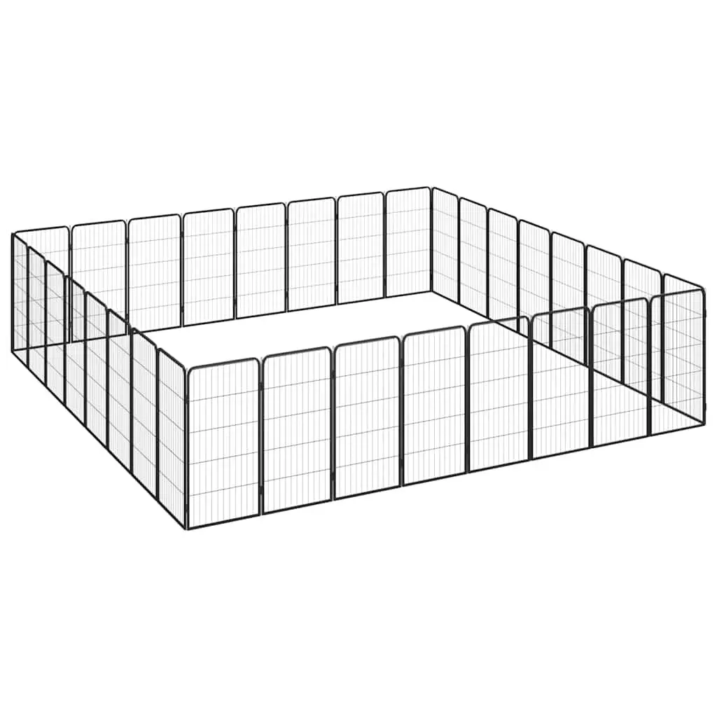 Dog Playpen 32 Panel Outdoor Pet Exercise Pen Black Powder-Coated Steel Durable Construction