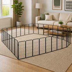Dog Playpen 36-Panel Black Outdoor Indoor Puppy Pen Exercise Enclosure Portable