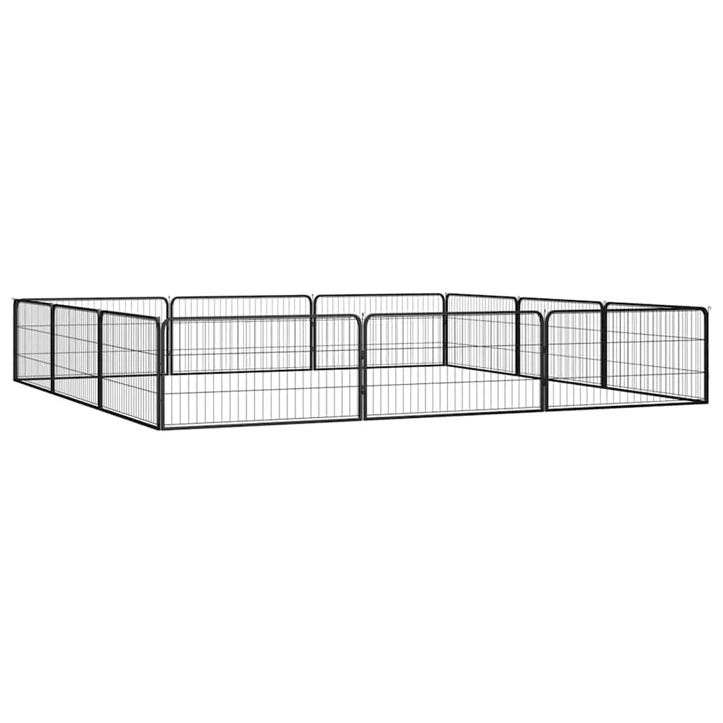 12 Panel Dog Playpen 100x50cm Powder-Coated Steel Heavy-Duty Outdoor Pet Enclosure