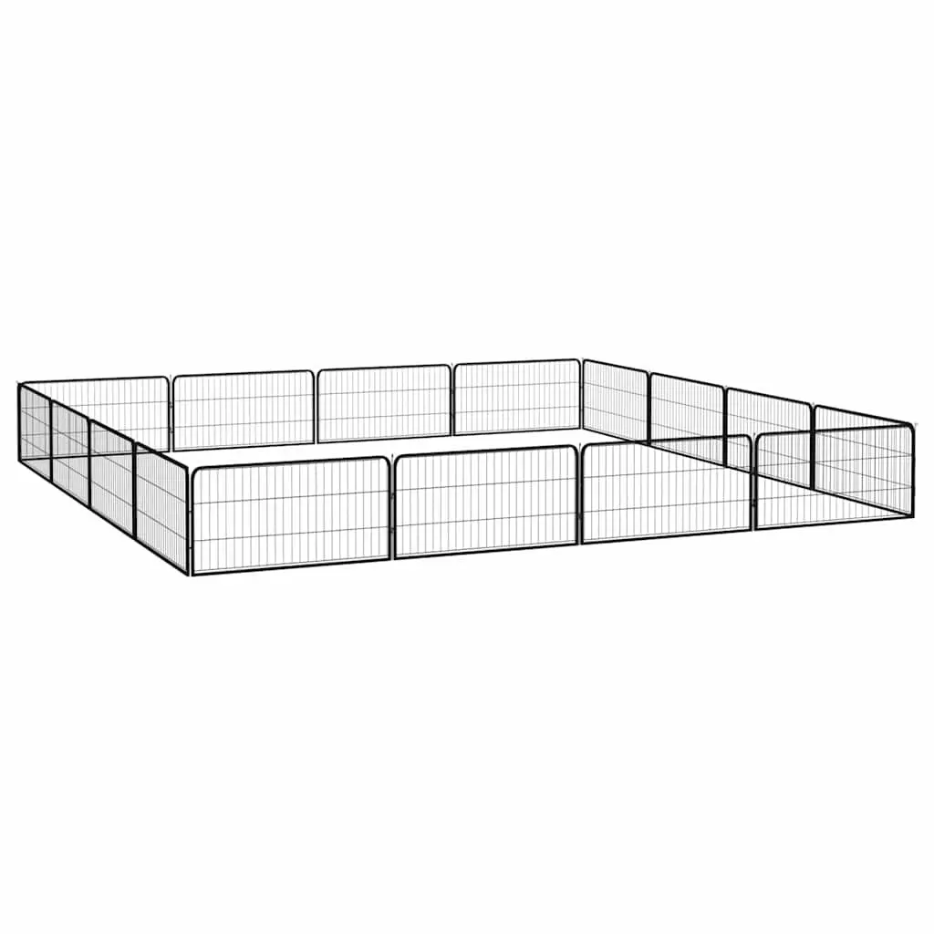 16 Panel Dog Playpen Black Steel Heavy Duty Indoor Outdoor Exercise Pen