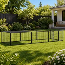 8-Panel Dog Playpen Black 100x50 cm Outdoor Pet Exercise Run Puppy Enclosure