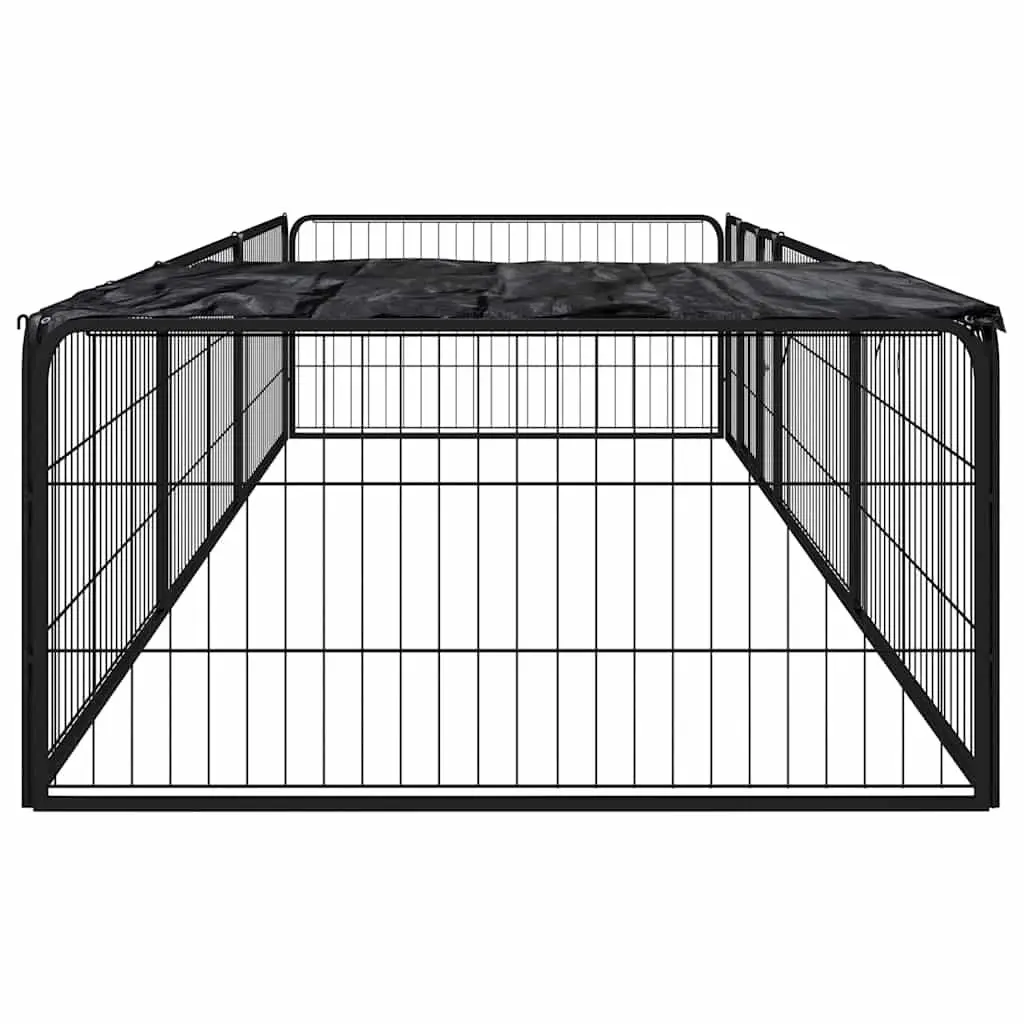 8-Panel Dog Playpen Black 100x50 cm Heavy-Duty Portable Outdoor Pet Exercise Run