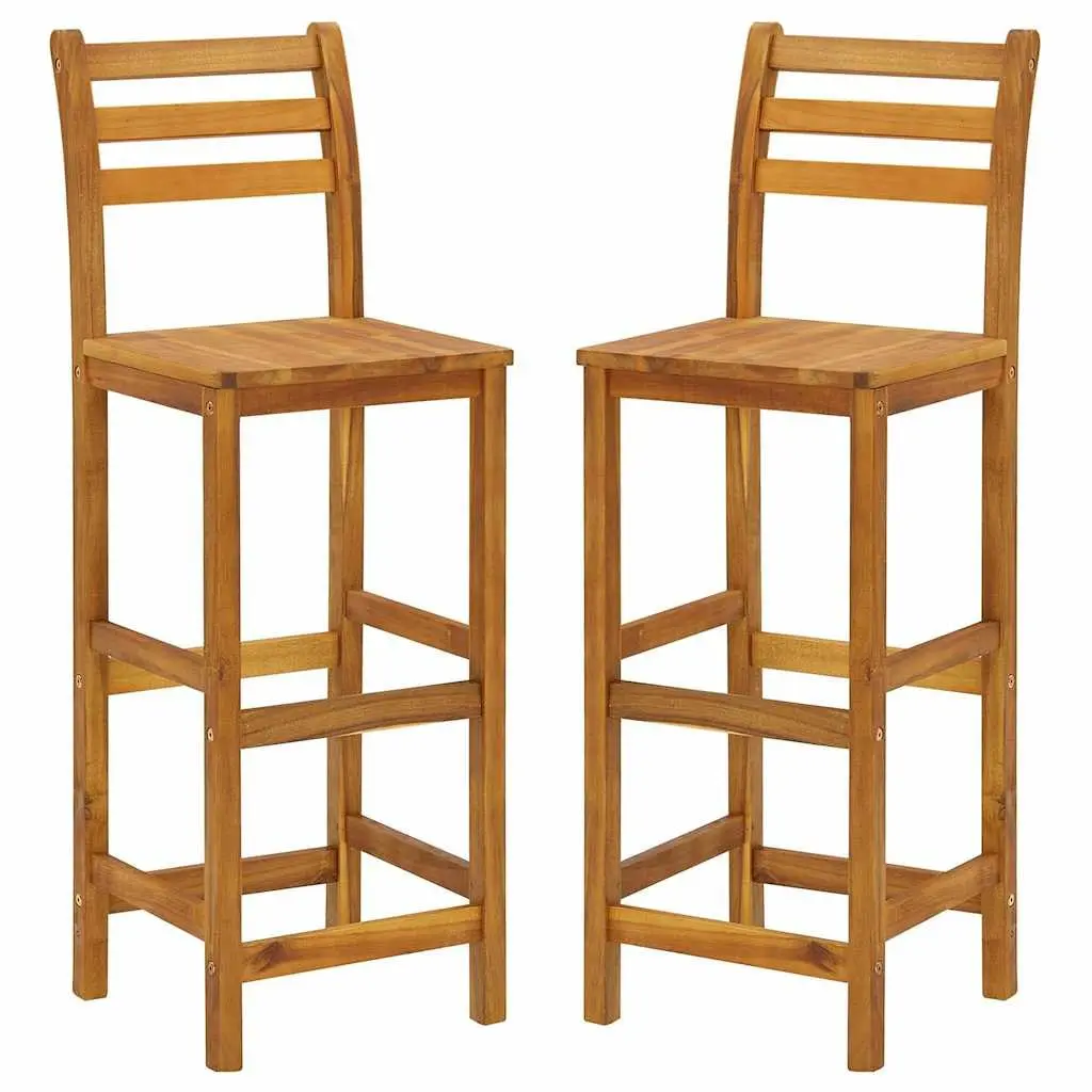 Garden Bar Set 3 Piece Wooden Bistro Table with Shelves and 2 Bar Stools for Outdoor Patio Furniture