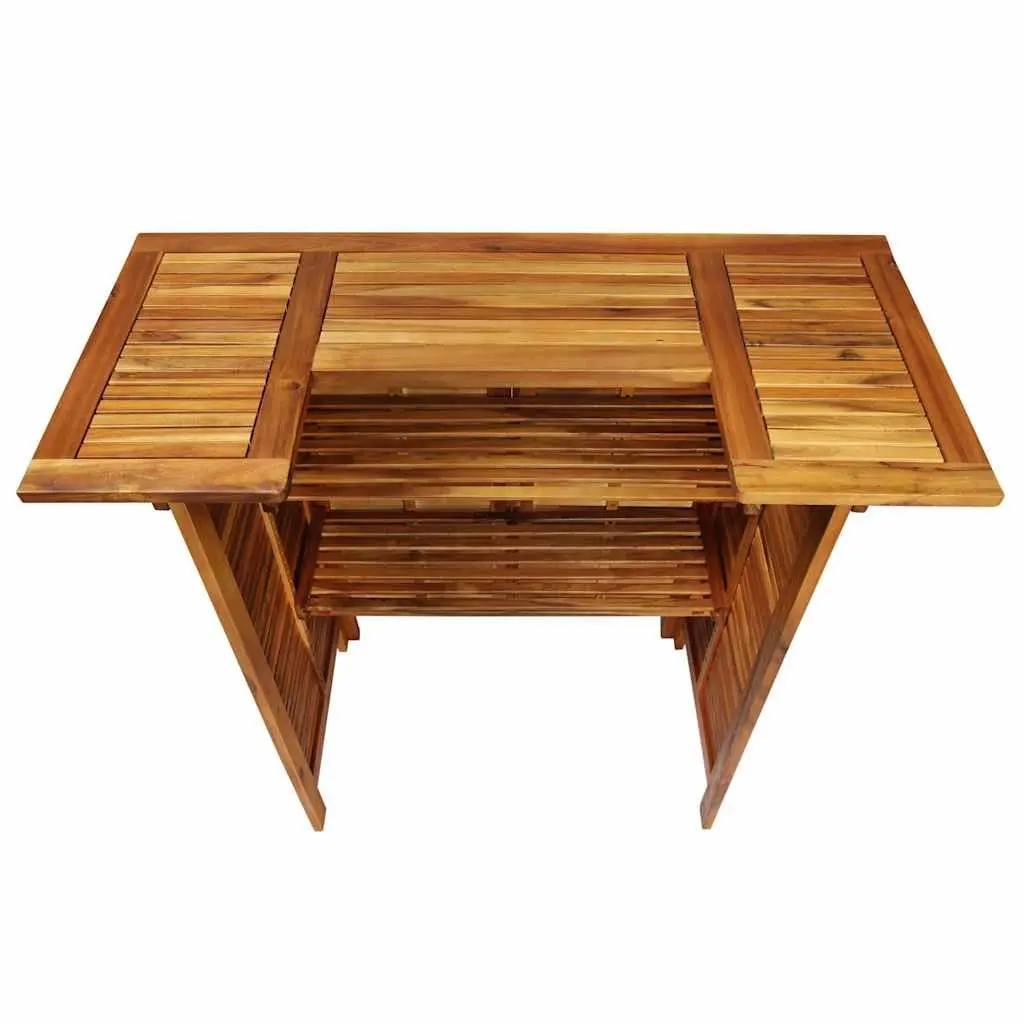 Garden Bar Set 3 Piece Wooden Bistro Table with Shelves and 2 Bar Stools for Outdoor Patio Furniture
