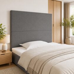 Stylish Dark Grey Fabric Headboard with Custom Height