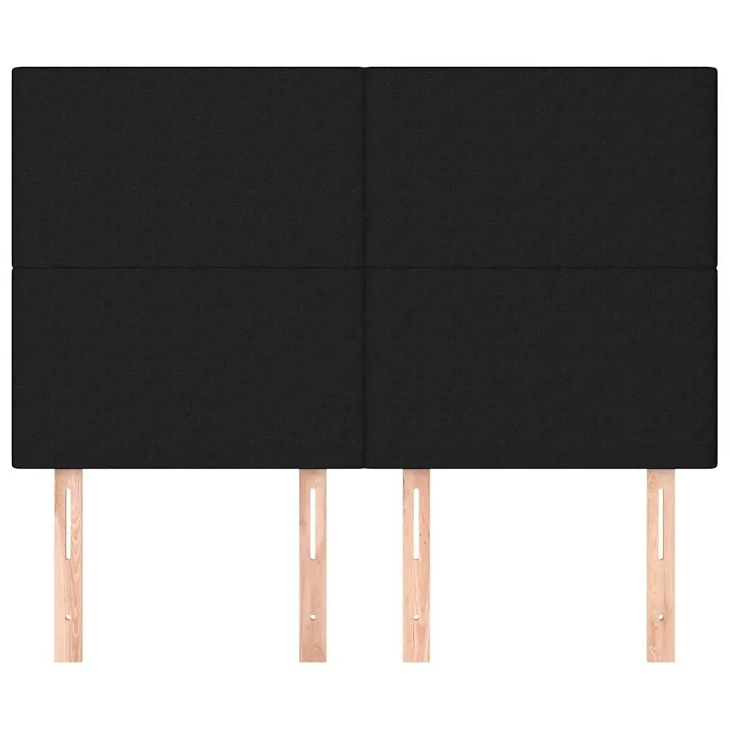 Adjustable Height Black Fabric Headboard with Wooden Legs for Bedroom Back Support 144cm Wide 118cm High