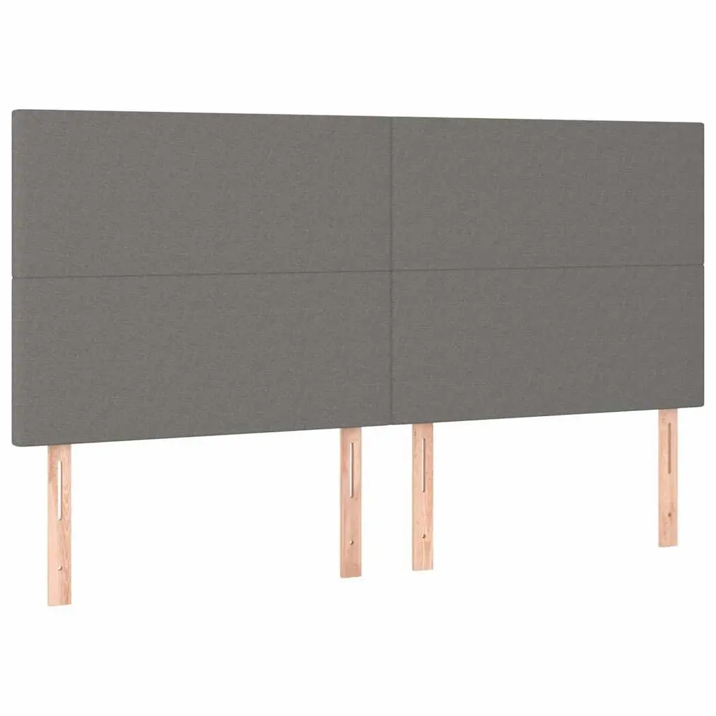 Dark Grey Fabric Headboard Adjustable Height Wooden Legs Bedroom Furniture