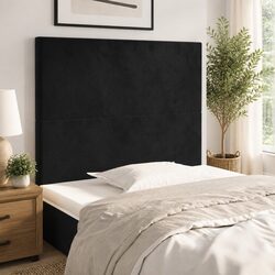 Velvet Headboard Black Adjustable Height Bed Back Support Wooden Legs 80x118cm
