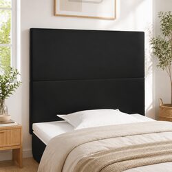 Elegant Black Faux Leather Bedroom Headboard 80x5x118/128 cm