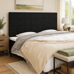Black Fabric Headboard 160x5x118/128 cm for Elegant Bedrooms