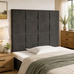 Elevate Your Bedroom with a Dark Grey Velvet Headboard