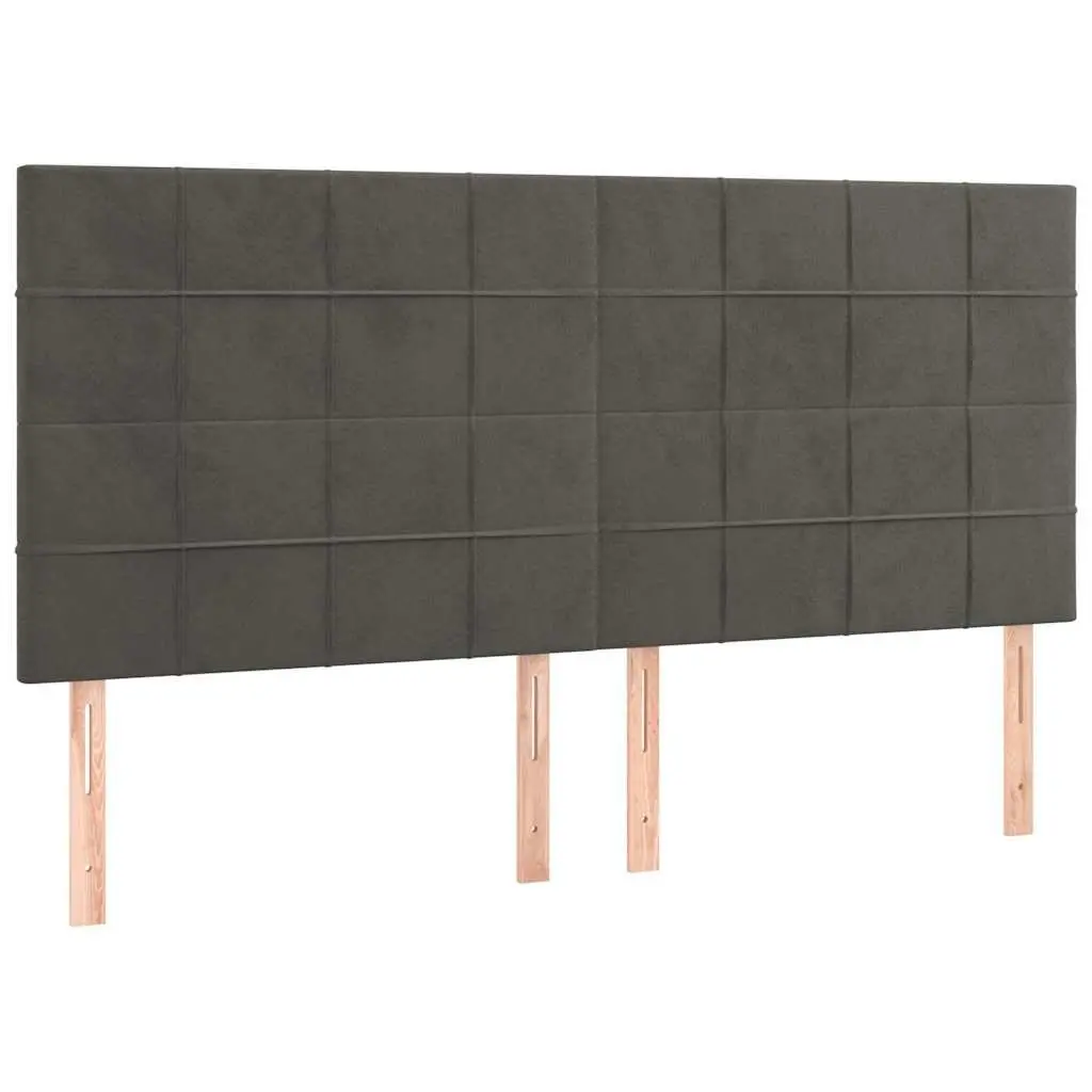 Velvet Headboard 160cm Adjustable Height Dark Grey Wooden Legs Bedroom Furniture