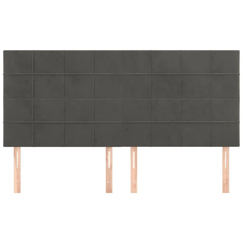 Velvet Headboard 160cm Adjustable Height Dark Grey Wooden Legs Bedroom Furniture