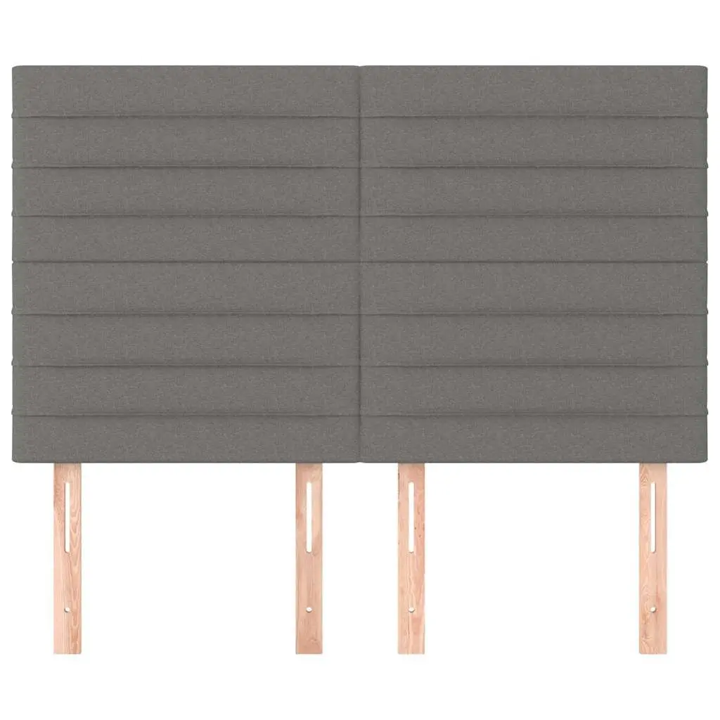 Fabric Headboard Dark Grey Adjustable Height Wooden Legs