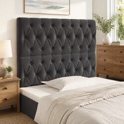 Elegant Dark Grey Velvet Headboard to Enhance Your Bedroom