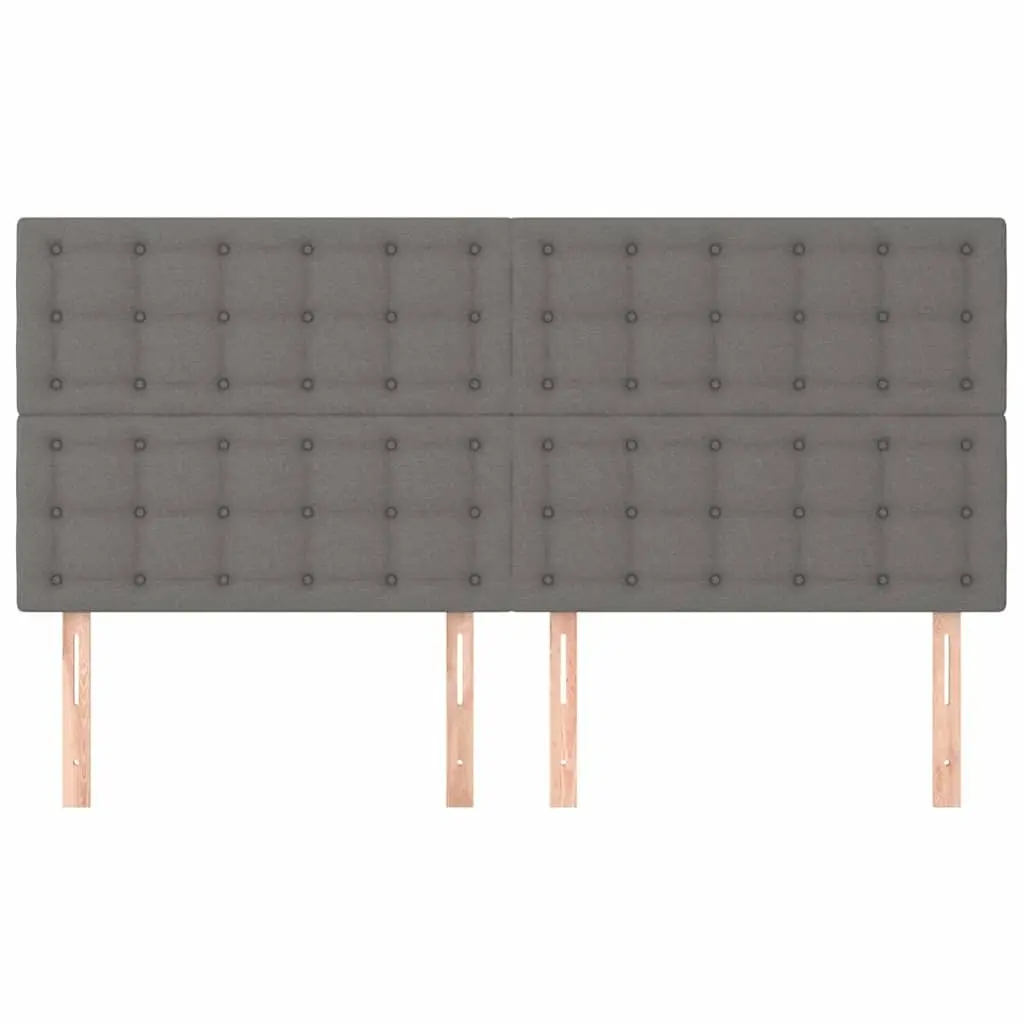 Fabric Headboard 200cm Dark Grey Adjustable Height with Wooden Legs