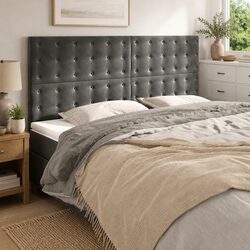 Enhance Your Bedroom with a Dark Grey Velvet Headboard