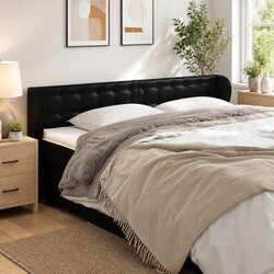 Enhance Your Bedroom Aesthetic with This 203 cm Black Headboard