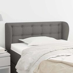 Fabric Upholstered Headboard with Ears in Dark Grey