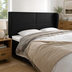 Enhance Your Bedroom with Our Black Faux Leather Headboard