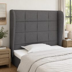 Stylish Grey Fabric Headboard with Ears for Your Bedroom