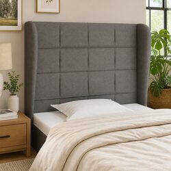 Grey Fabric Headboard with Ears – Elevate Your Bedroom