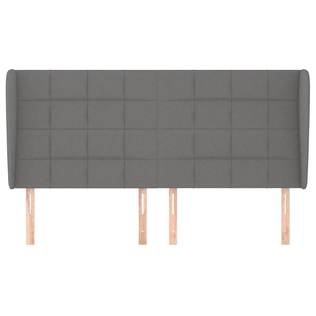 Headboard 203cm Grey Fabric Adjustable Height Bedroom Furniture